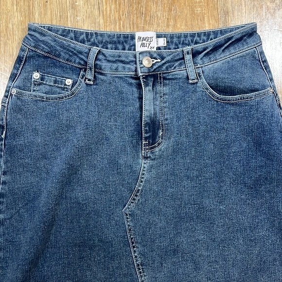 Princess Polly Batkins Denim Maxi Skirt Front Slit PP-DNM Women's 6 EUC Jean - Picture 4 of 14